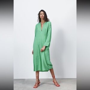Zara Green Voluminous Midi Dress